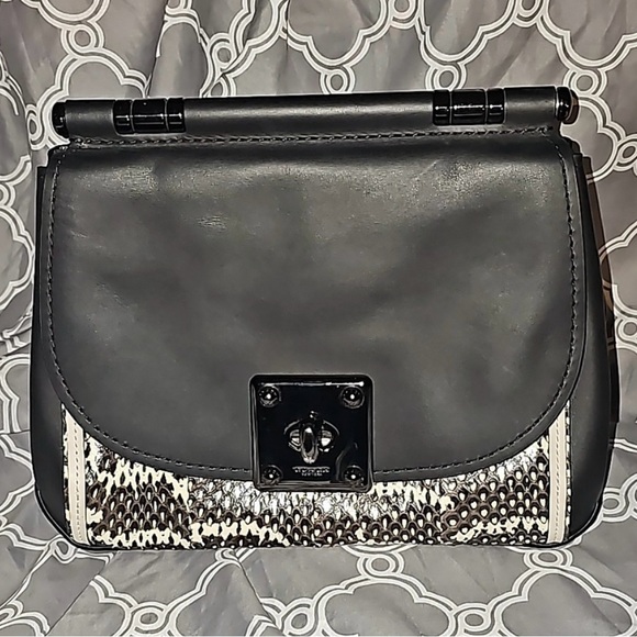 **WOW*SALE** COACH Black Leather W/Snakeskin DRIFTER Crossbody - Picture 9 of 16